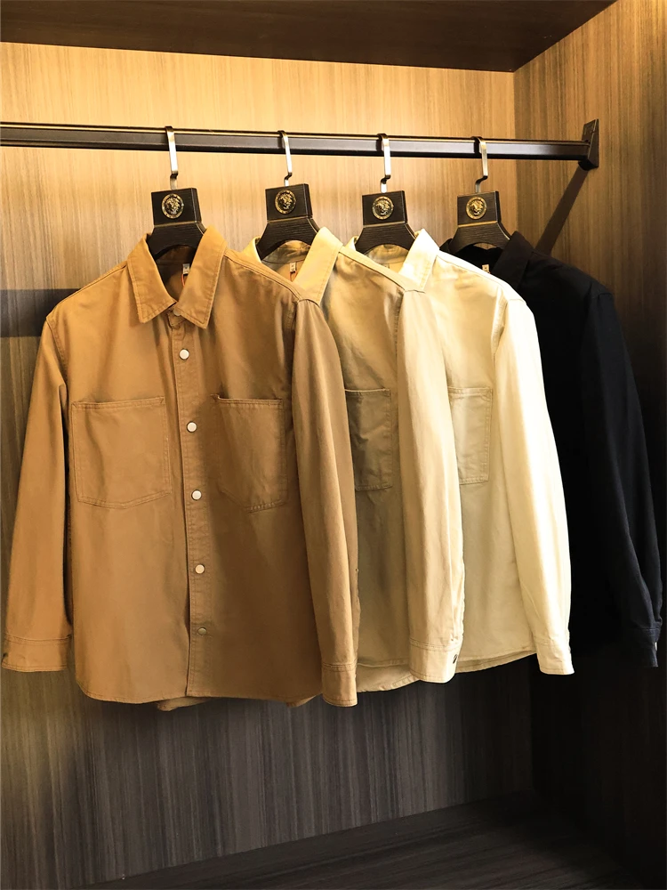 

Свободный крой из чистого хлопка irt Jaet для мужчин, повседневный длинный свек с отложным воротником, цветная осенняя одежда, дышащая удобная одежда...