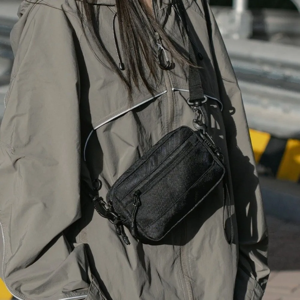 

Simple Square Nylon Crossbody Bag Adjustable Black Single Shoulder Bag Solid Color Large Capacity Messenger Bag Women