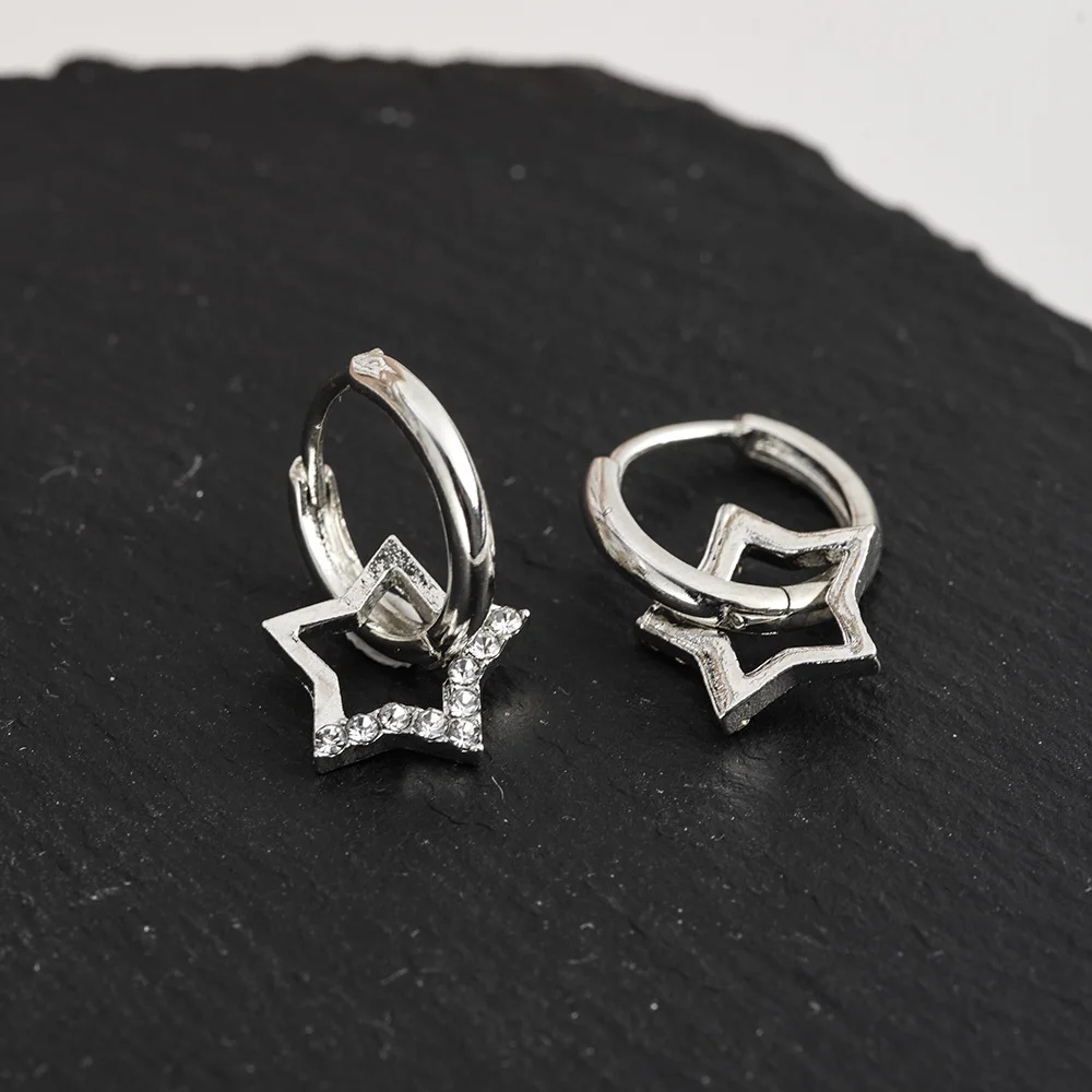 2023 New Zircon Star Pendant Earrings Women\'s Delicate Five-pointed Star Earbuckle Earrings Simple Short Style Stud Jewelry Gift