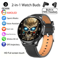 For HUAWEI  2-in-1 Earphones Smart Watch AMOLED Screen BT Call Heart Rate Blood Oxygen GPS Tracking IP67 Waterproof  Smartwatch
