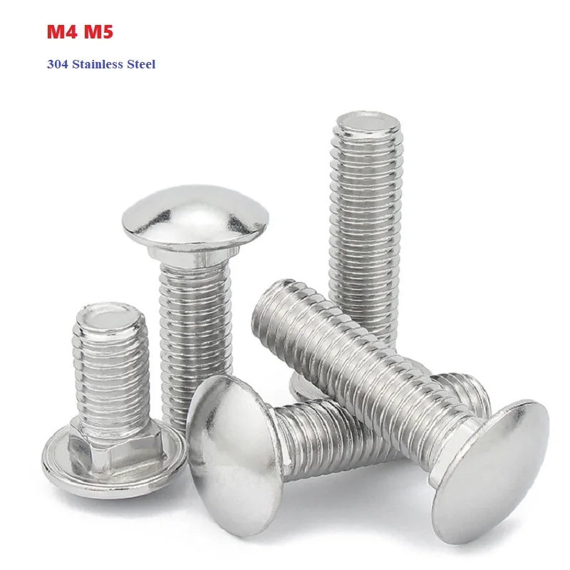 M4 M5 304 Stainless Steel Truss Round Head Square Neck Carriage Screw Coach Bolt For Shelf Desk Length 10mm~50mm