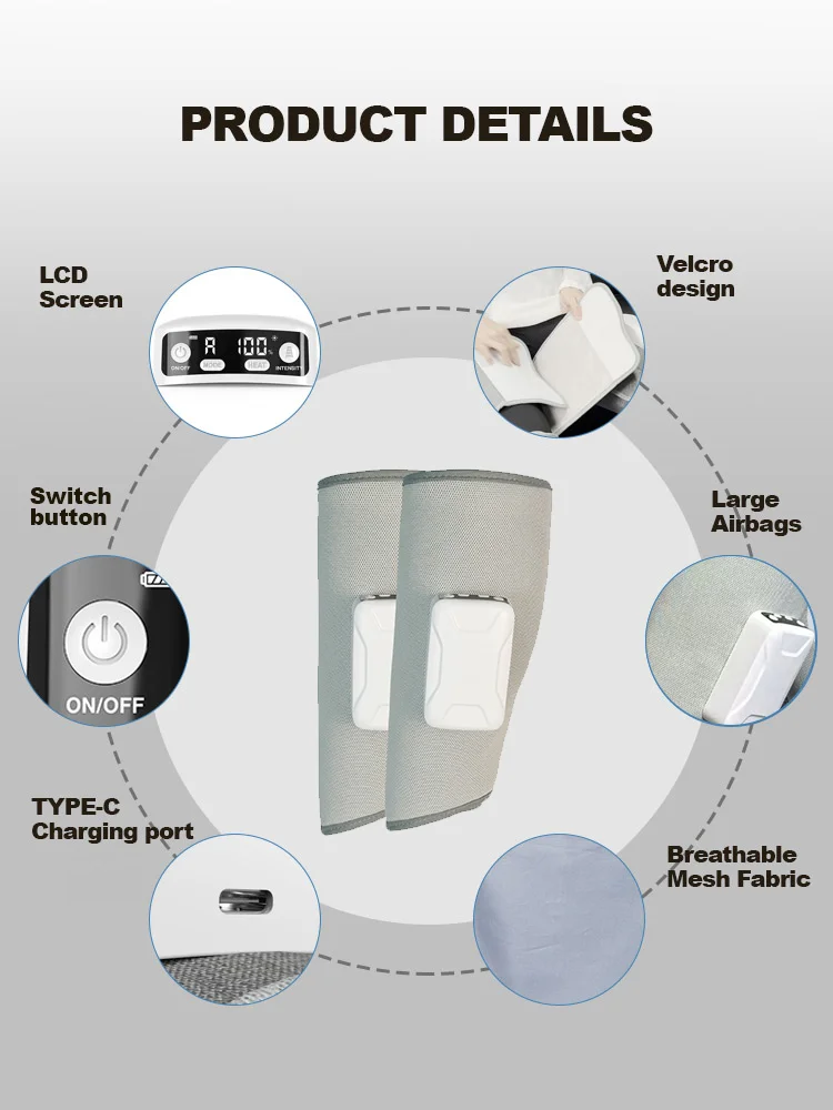 مدلك العجل الكهربائي الرقمي بضغط الهواء وبطارية 2600 مللي أمبير في الساعة وإعدادات مؤقت 10-30 دقيقة لعضلات الدورة الدموية #2