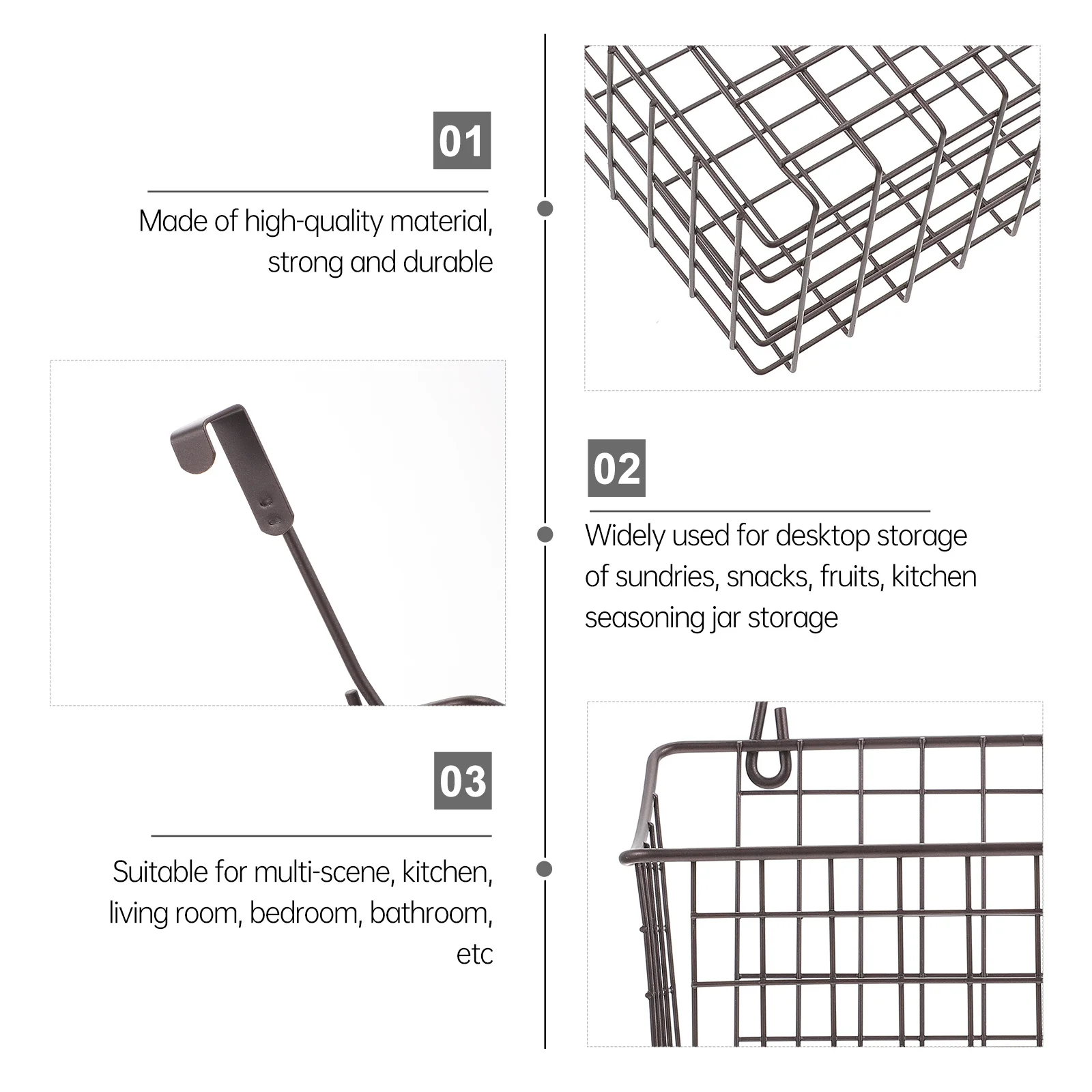 

1Pcs Kitchen Storage Basket Black Iron Wire Hanging Rack for Cupboard Door Organizer Home Fruit Food Container Storage Basket