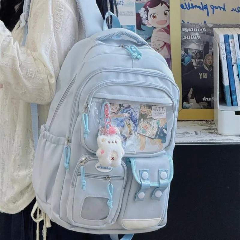 HAEX Harajuku Women Ita Bags 2025 Large Capacity Pockets Students Backpacks School Season DIY Anime Badge Mochilas Para Mujer