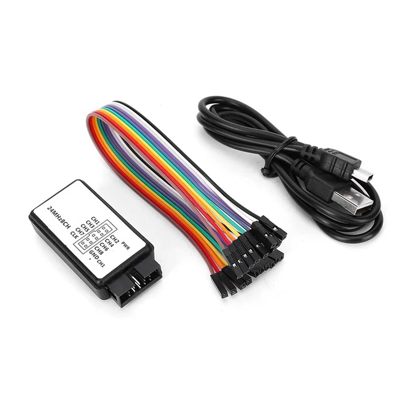 A96I-Logic Analyzer 24Mhz Logic Analyzer Device USB Logic Analyzer Device Set Mini Digital Pocket Size 8 Channel Input Memory