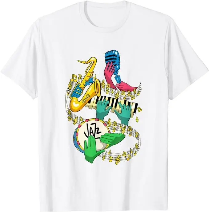 NEW LIMITED !!! Jazz Hands Saxophone Player Music Lover Singer T-ShirtAnime Pattern Clothing Y2K Summer