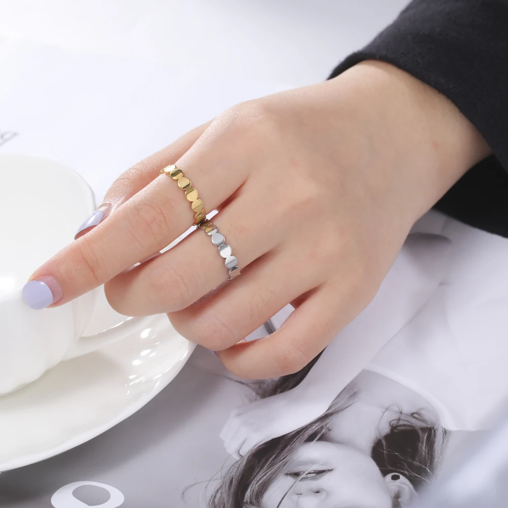 Geometric‑Round‑Shape Gold‑Tone Stainless‑Steel Ring for Women,Minimalist‑Trend Fashion Finger‑Jewelry,Wedding Party‑Occasion,Gift‑Ready,Wholesale Available