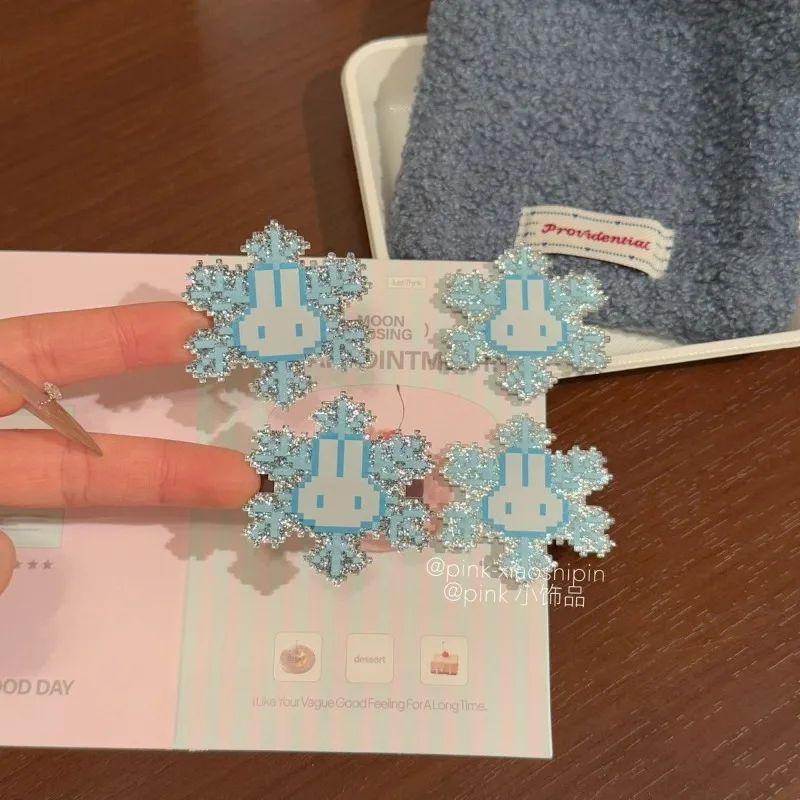 Pince à cheveux série flocon de neige lapin Miffy Kawaii, accessoires pour cheveux en forme de cœur pour fille, dessin animé, cadeau de noël pour Festival pour enfants