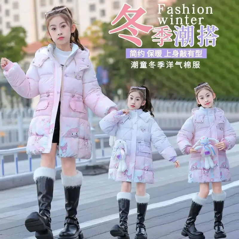 

Kuromi Anime Kawaii Sanrio Ins Fashion Cotton Padded Jacket Clothing Cute My Melody Warm Coat Children Coat Gifts for Kids