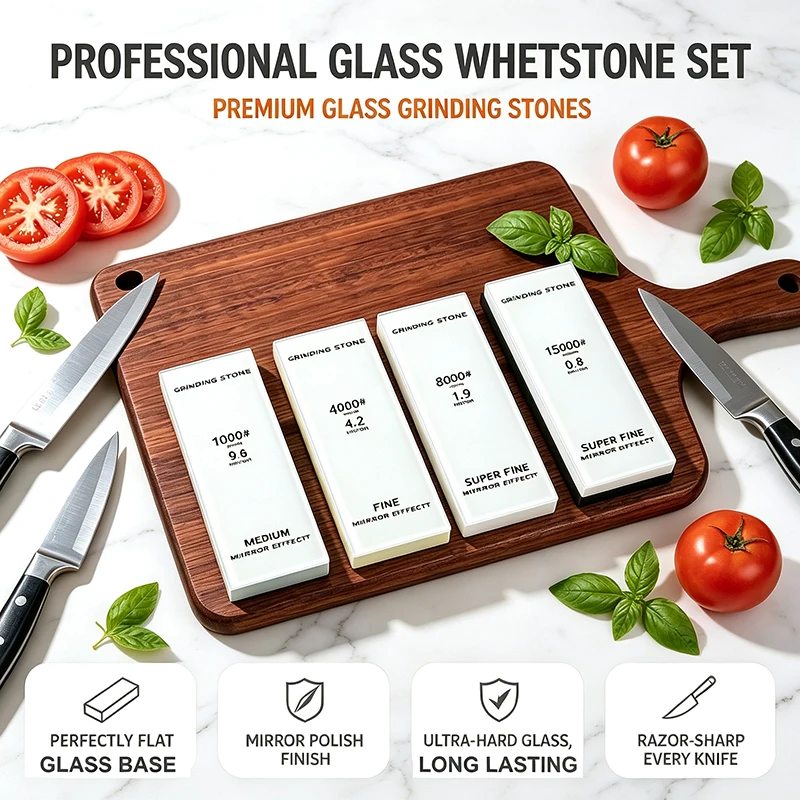 Professional Glass Sharpening Stone Single Sided Whetstone 240 to 15000 Grit Suitable for Kitchen Knives Polishing Honing Tool