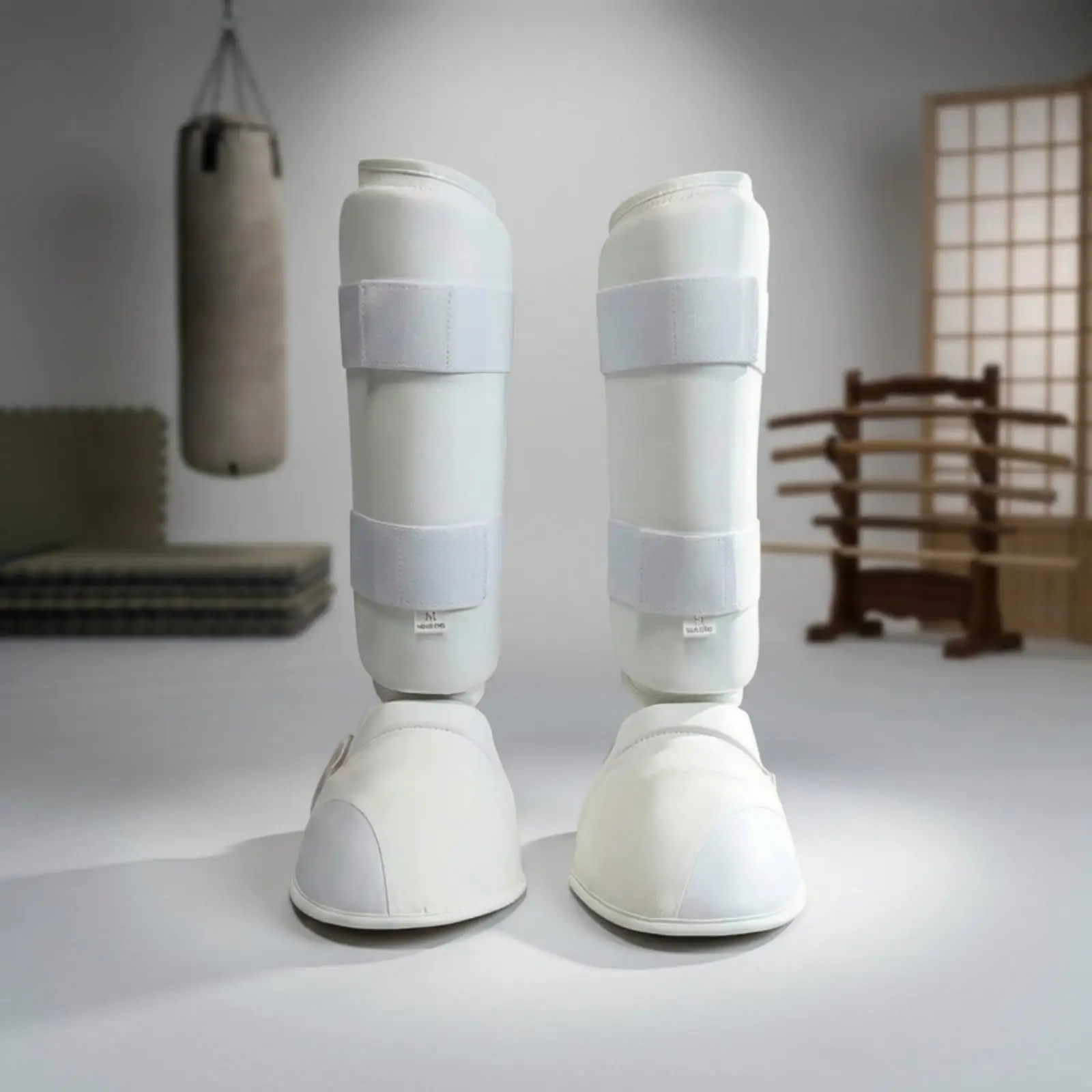 Karate Shin Instep Guards for Children with Hook Loop Straps Kickboxing Leg Protection for Taekwondo Training