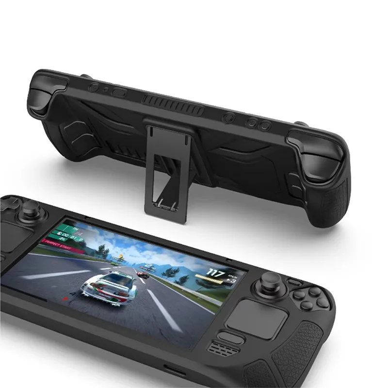 Capa de silicone para console de jogos oled, proteção completa com suporte, capa de proteção para deck de vapor oled