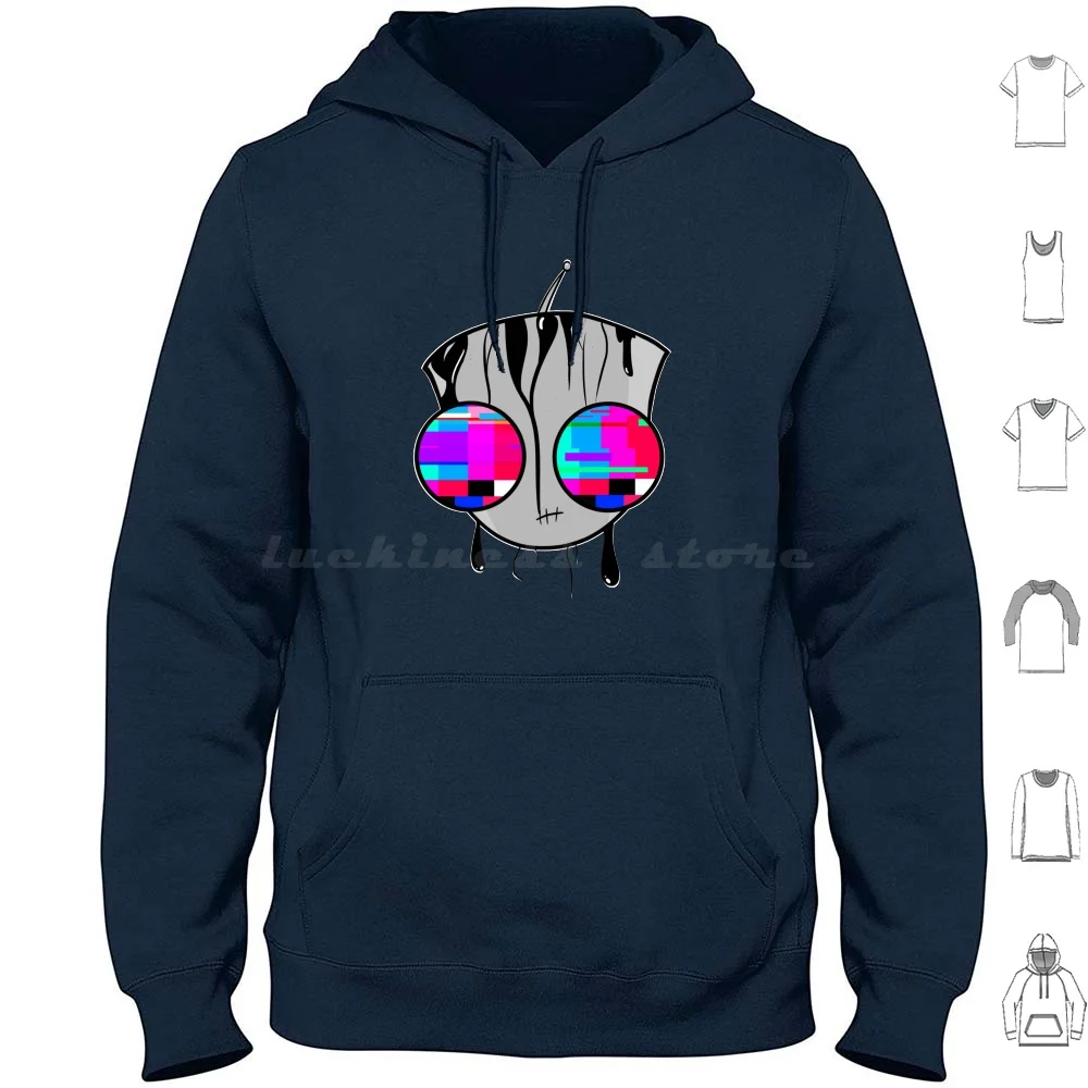 

Glitch Gir Hoodie cotton Long Sleeve Invader Zim Zim Gir Dib Fanart Fan Nick Nicktoons Cartoon Glitch Glitch Art Broken Error