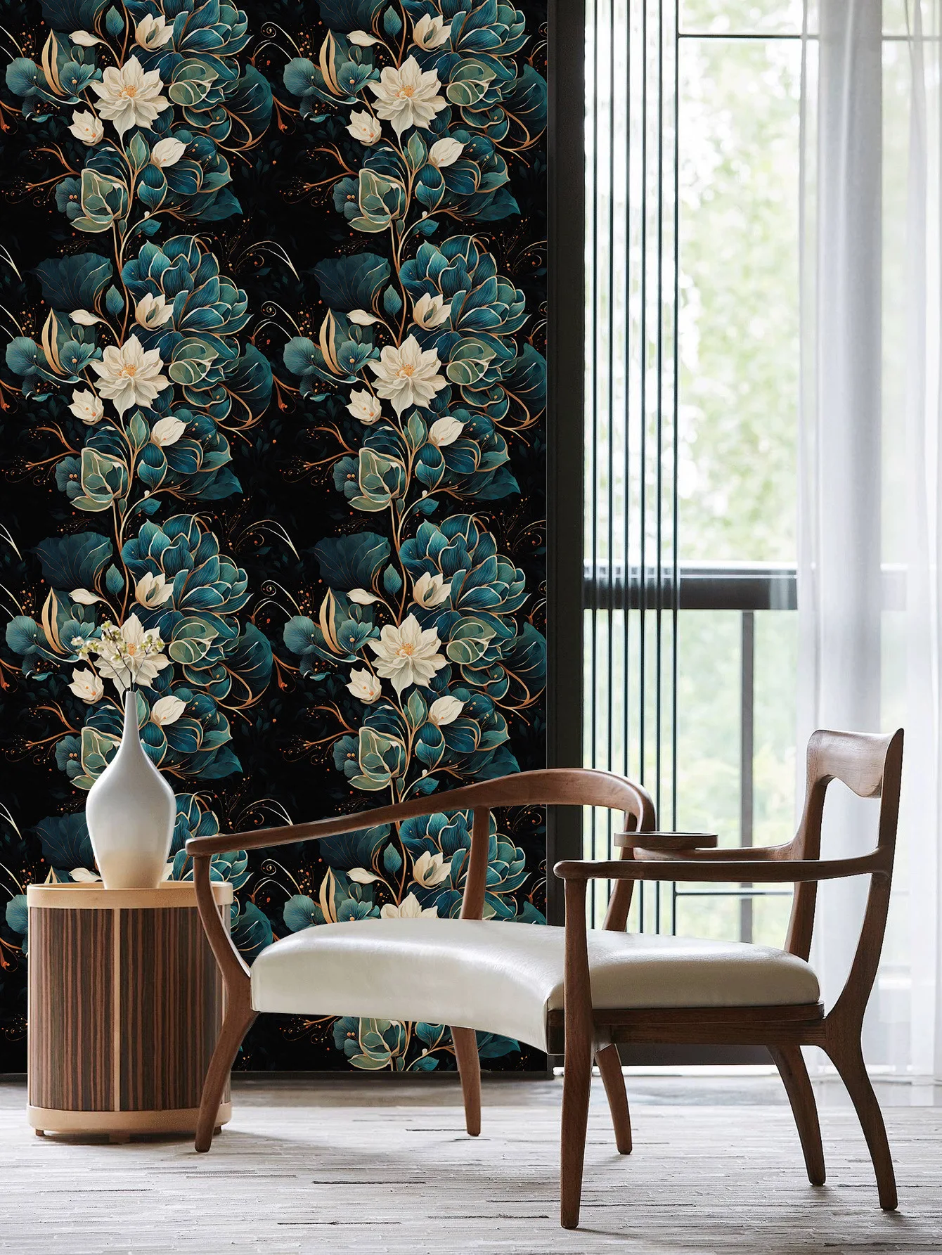 Sandalwood Flower Peel and Stick Wallpaper Removable Self Adhesive Classic Floral Contact Paper for Kitchen Bedroom Bathroom
