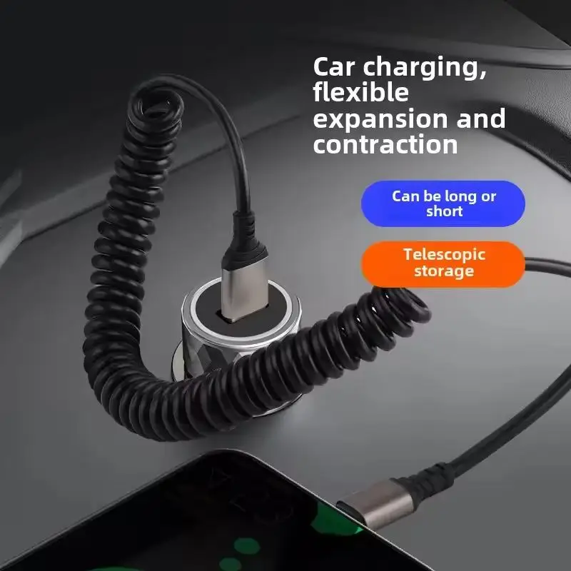 66W Spring Stretch Fast Charging Cable USB A to USB C For iPhone 17 16 15 Pro Max  Samsung Huawei Xiaomi Data Cable Accessories