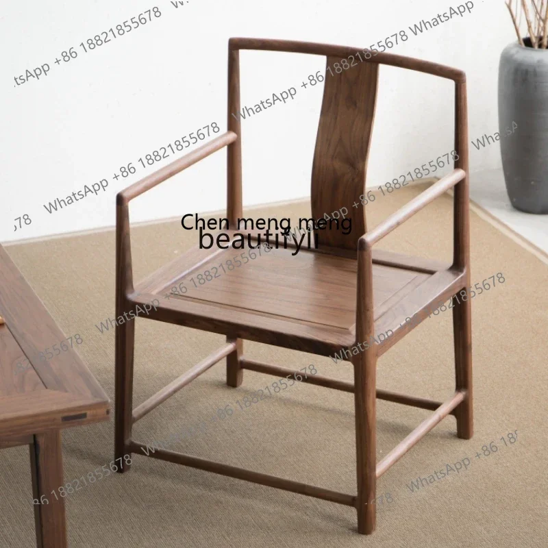 X 32 New Chinese tea chair tea table solid wood master office black walnut desk chair home