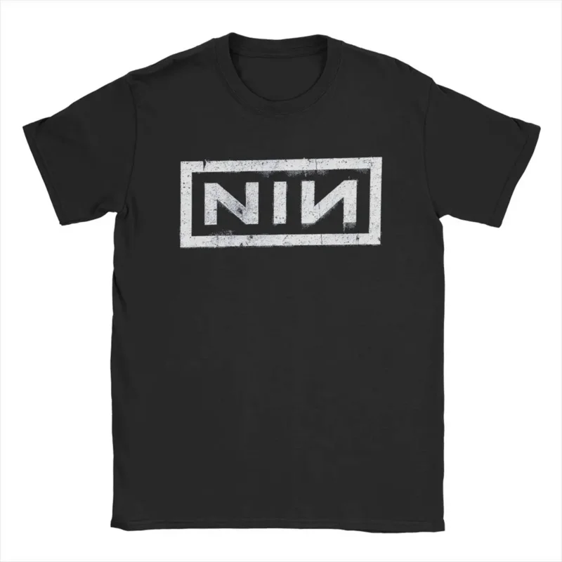 NIN Retro Logo Nine Inch Nails T-Shirt Men Fashion Cotton Tee Shirt Round Neck Short Sleeve T Shirts Gift Idea Clothes