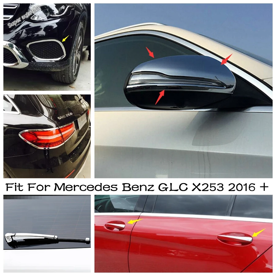 

Chrome Exterior Accessories Rear Window Wiper / Rearview Mirror / Door Handle Cover Trim For Mercedes Benz GLC X253 2016 - 2021