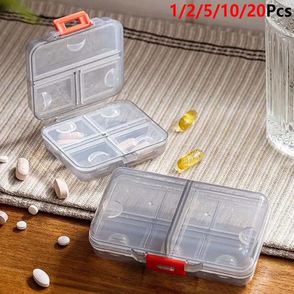 1/2/5/10/20Pcs BPA-Free PP Pill Storage Box, Double Layer 8 Grids Medicine Organizer, Buckle Sealed Portable Pill Case, Compact