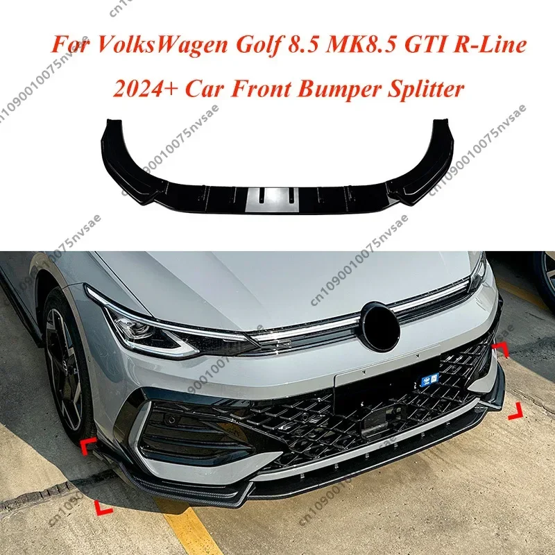 

For VolksWagen Golf 8.5 MK8.5 GTI R-Line 2024+ Car Front Bumper Splitter Lip Spoiler Diffuser Guard Deflector Body Kit Tuning