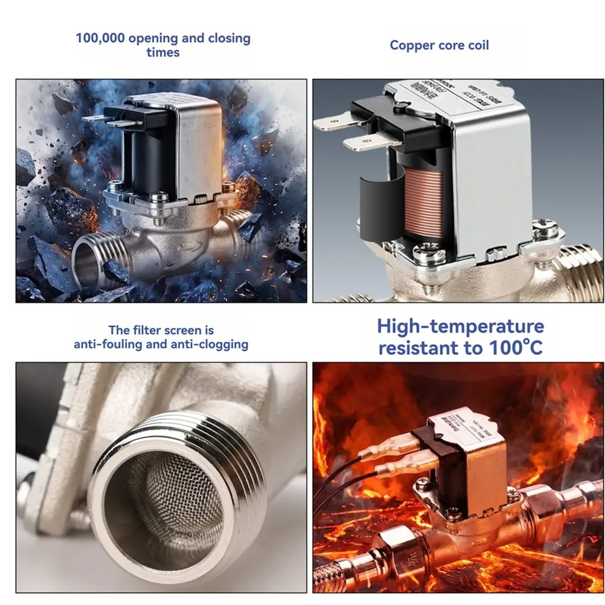 2PCS Quick-Connect Solenoid Valve (Drain Valve/Water Inlet Valve) for RO Water Aurifiers,(4-Point) Thread 12V