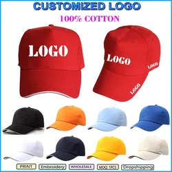 100% Cotton Custom Embroidery Print Logo Baseball Cap Text Picture Designer Golf Hat Sun Protection Unisex Hip Hop Peaked Cap