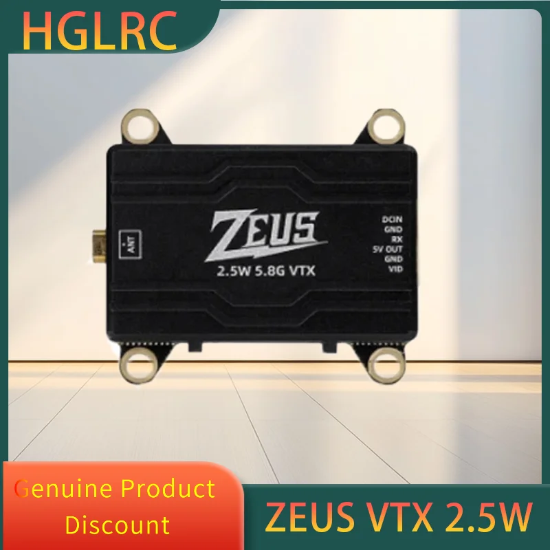 

HGLRC ZEUS VTX 2.5W 5.8G 40CH 2500mW Image Transmission Adjustable CNC Shell Heat Dissipation 2-6S LIPO for FPV Long Range