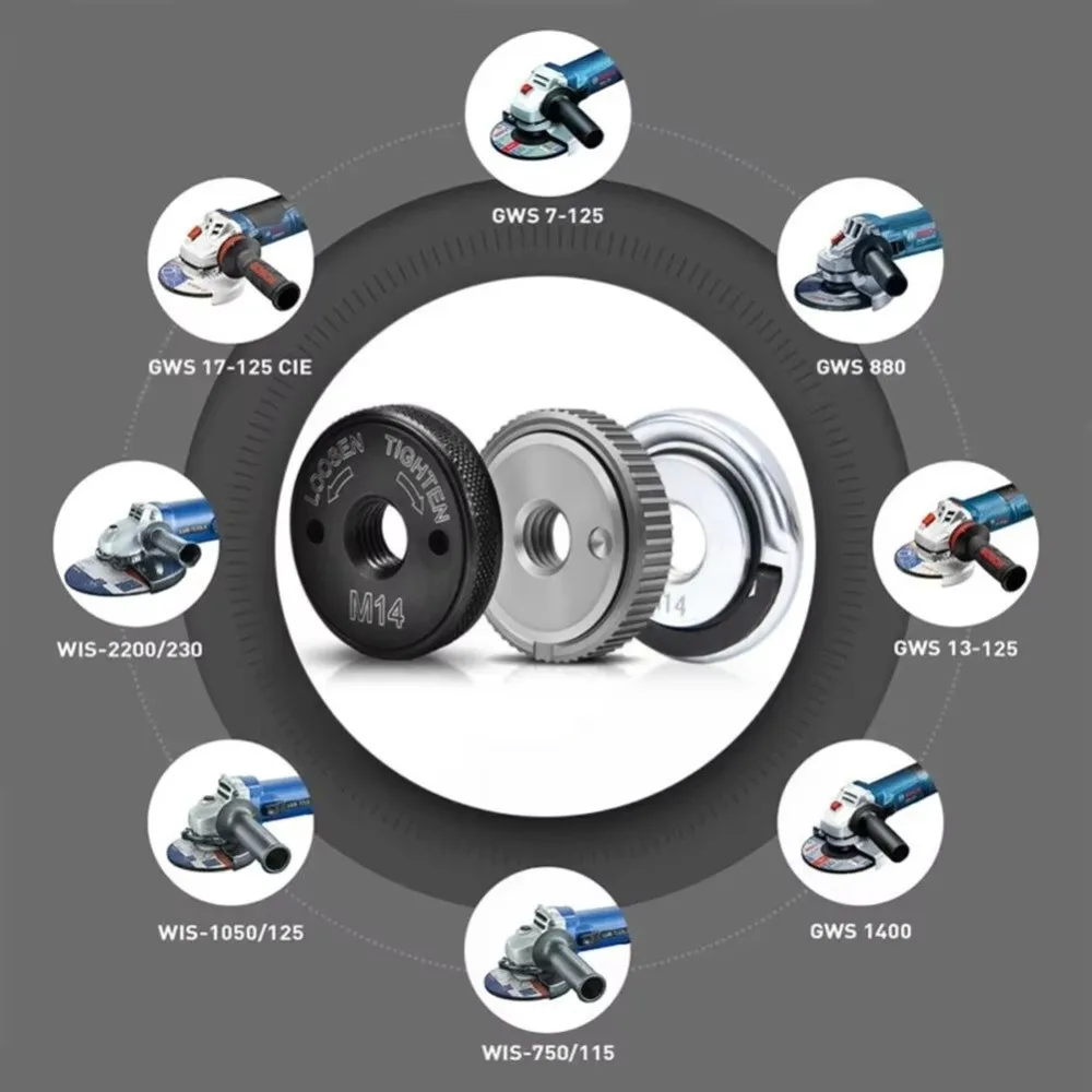 Quick Release Self-Locking Pressing Plate Universal 5/8-11 Angle Grinder Clamping Chuck Portable Flange Nut