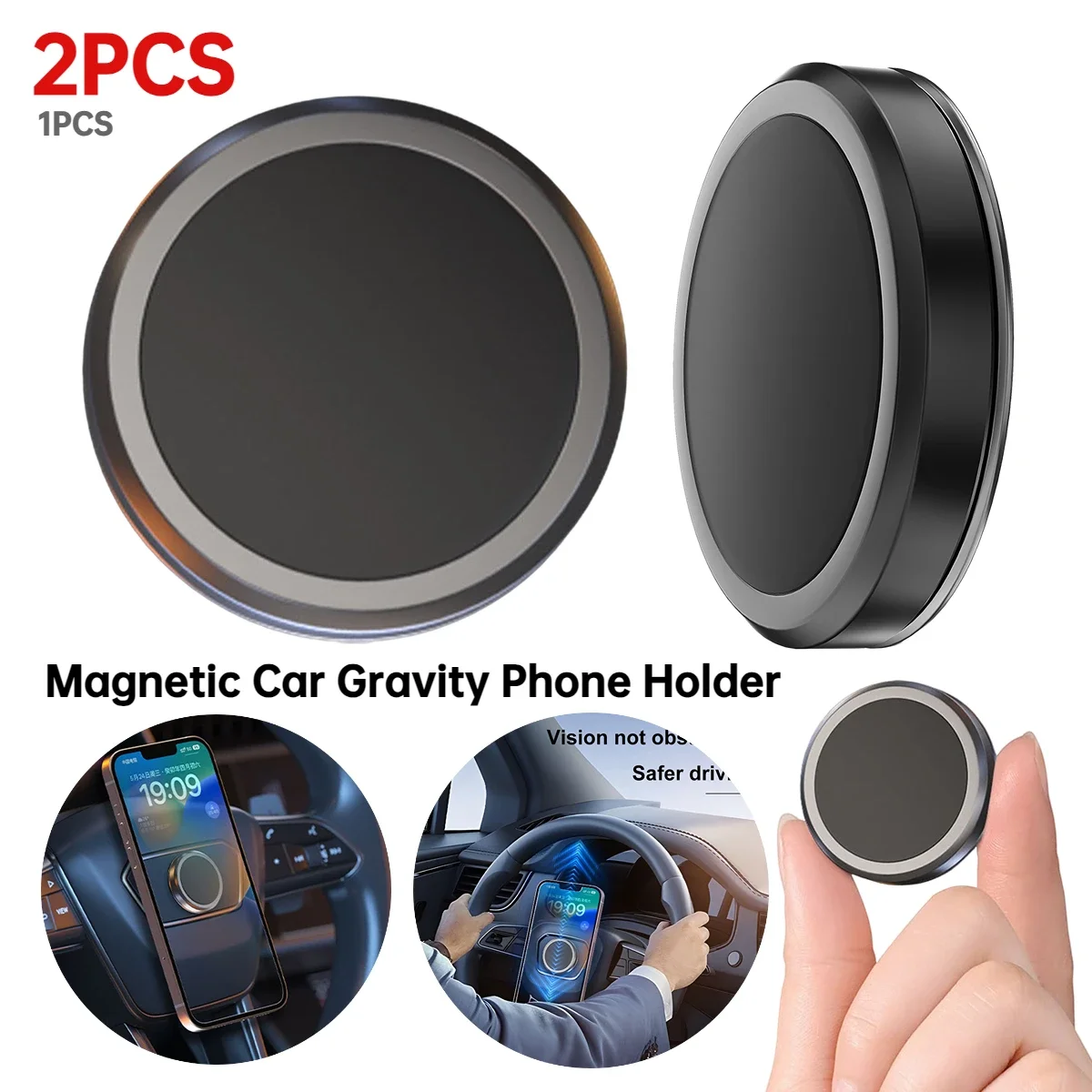 2/1PCS Magnetic Car Mount For iPhone Samsung Xiaomi 360° Rotation Car Steering Wheel Phone Holder Stand GPS Navigation Bracket