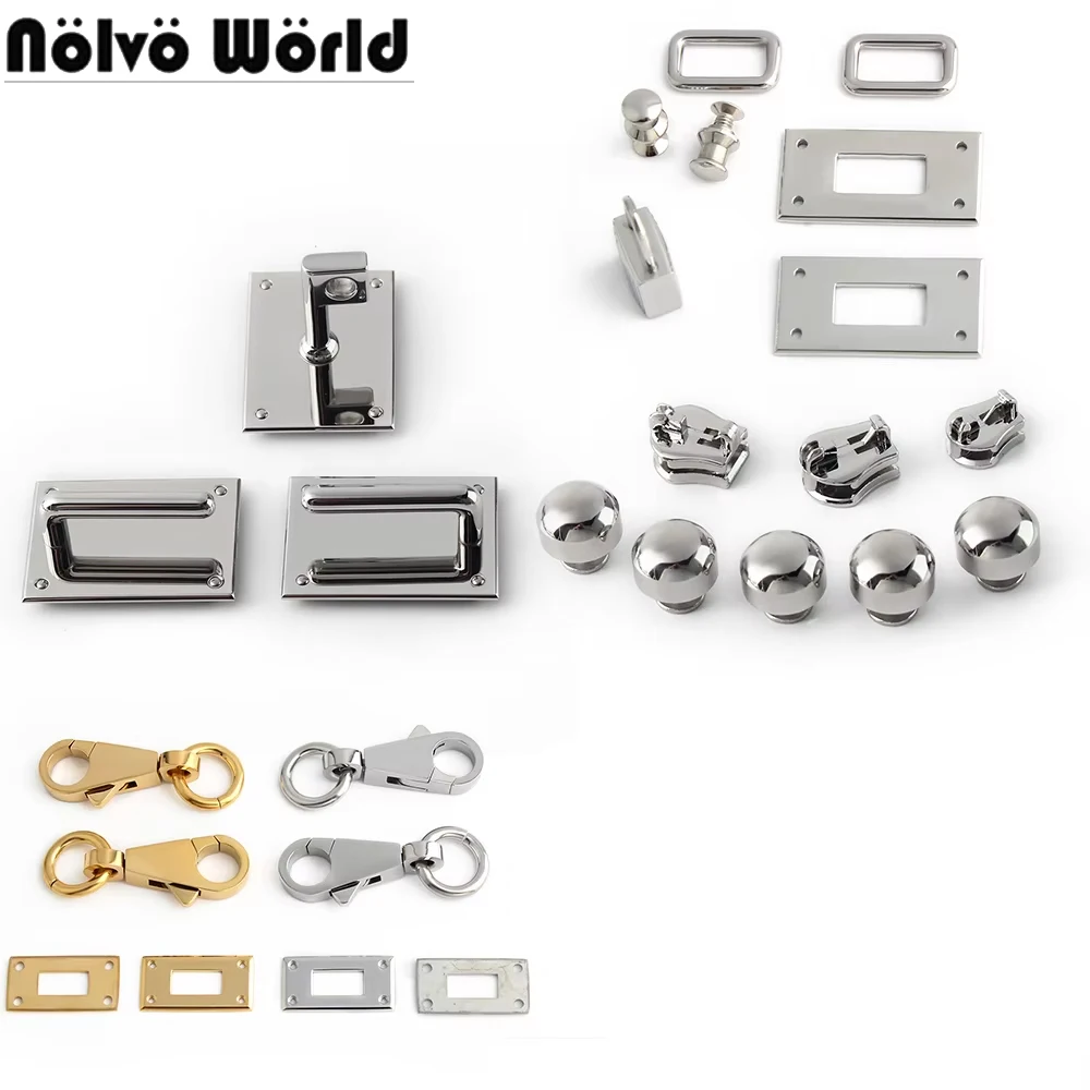 1/3/5Sets Stainless Steel Full Set Metal Repair Lock For Purse Bags Tote Shoulder Strap Hook Base Screw DIY Leather Accessories