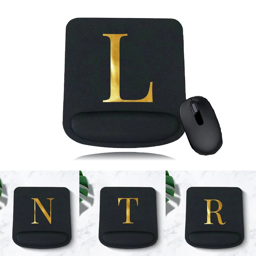 Wrist Guard Mouse Pad  Relieves Hand Fatigue Square Shape Mouse Mats for Laptop Computer Office Accessories Letter Series
