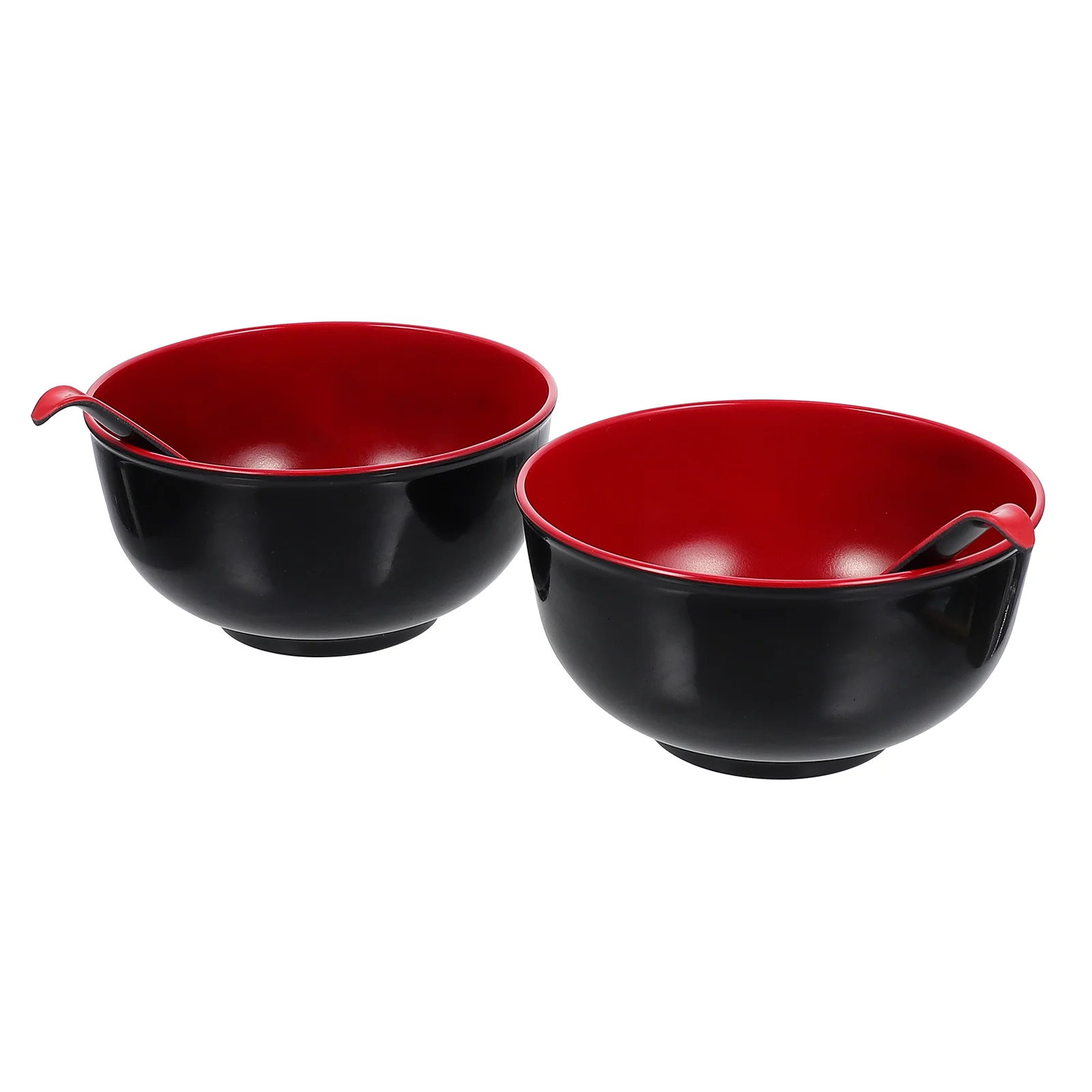 1 Set of Melamine Rice Bowls Multi-function Soup Bowls Flatware (Black Red)