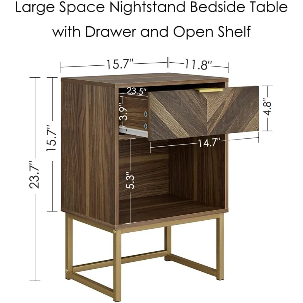 침실용 협탁, 모던한 보헤미안 스타일의 농가풍 원목 침대 옆 테이블, 수납 서랍이 있는 사이드 엔드 테이블, 거실용