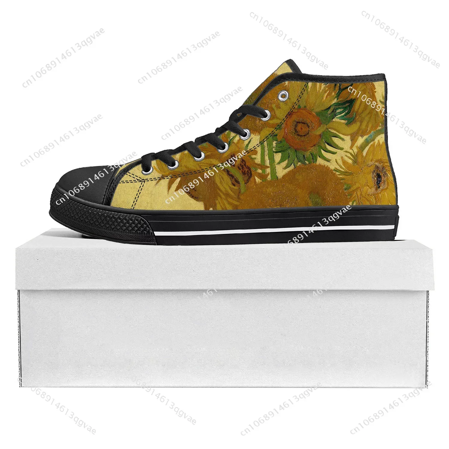 

Van Gogh Oil Painting Sunflower High Top High Quality Sneakers Mens Womens Teenager Canvas Sneaker Couple Shoes Custom Shoe