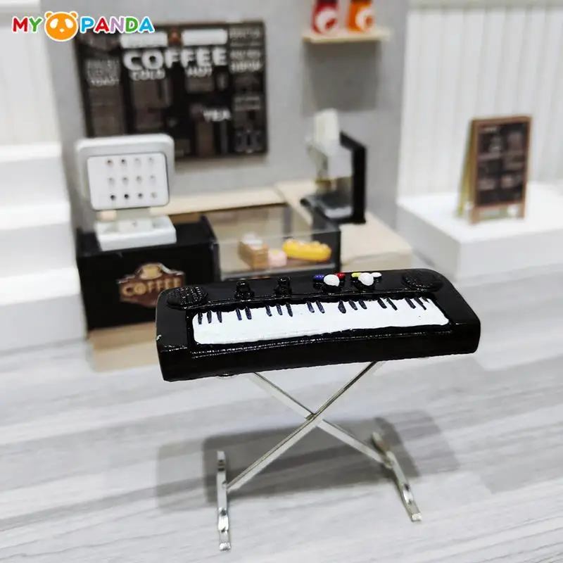 

1:12 Dollhouse Miniature Electronic Keyboard Piano Musical Instrument Model Ornament Doll House Home Decor Kids Pretend Play Toy