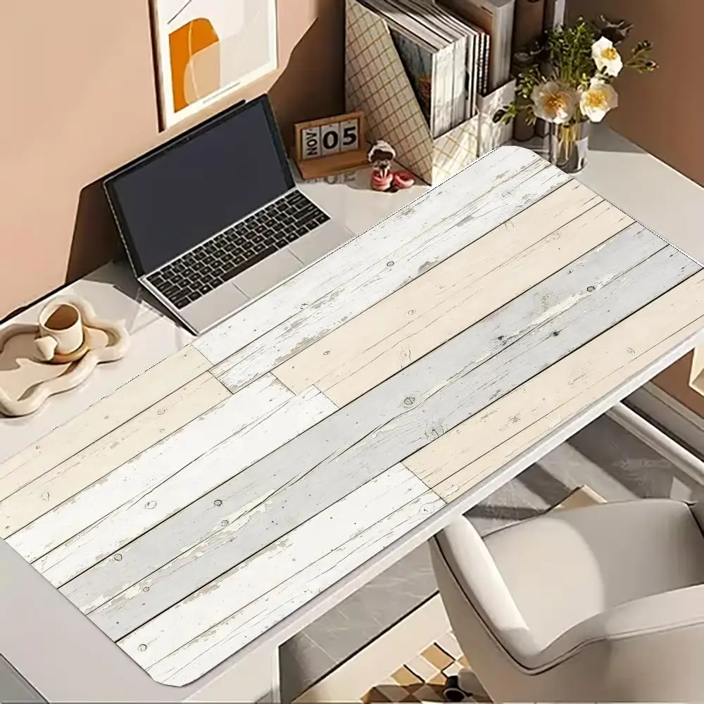 Vintage Wood Grain Texture Large Mousepad, Retro Wooden Plank Pattern Extended Desk Mat for  Workstation Gaming
