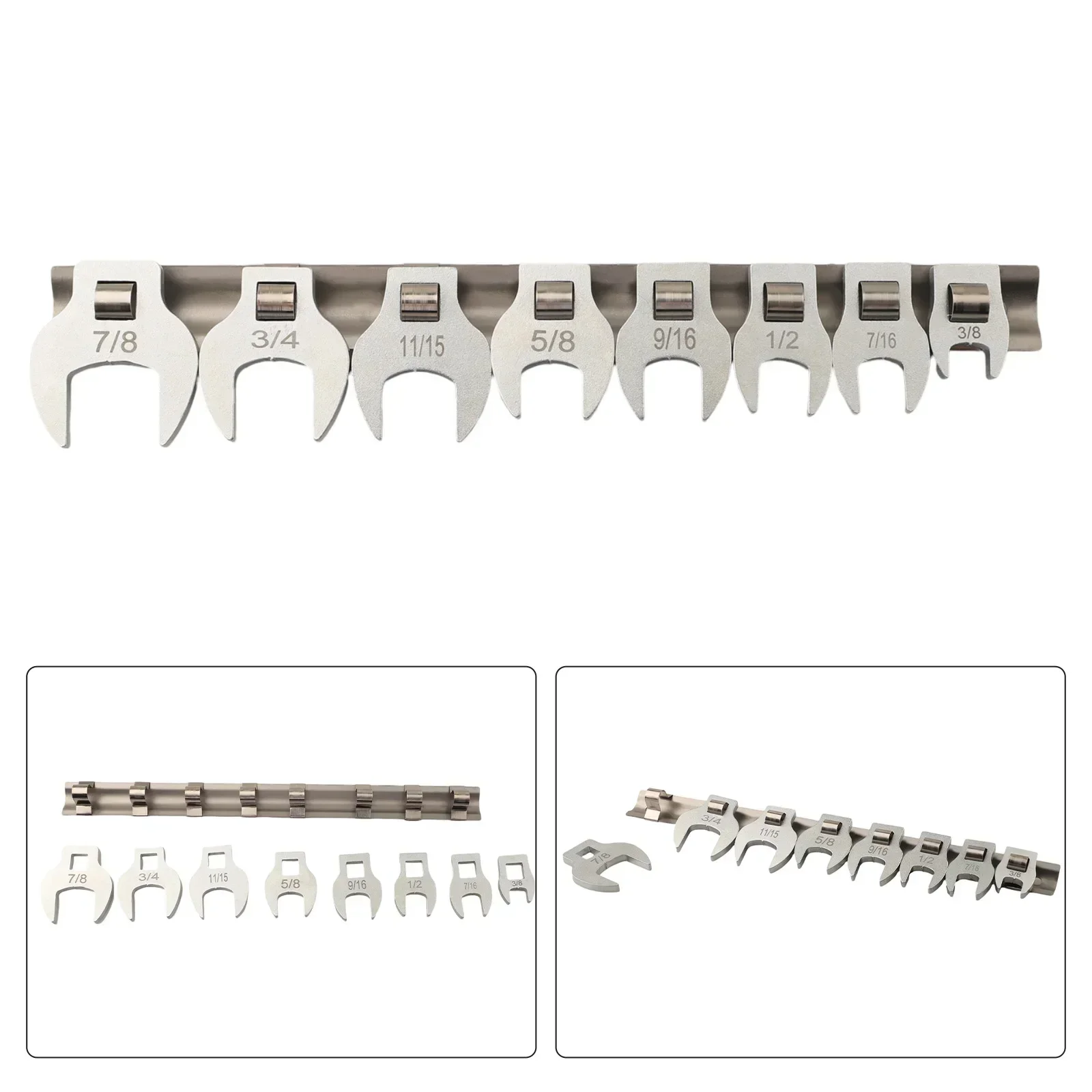 

8pcs 3/8 Inch Drive Crowfoot Wrench Set 3/8-7/8 Imperial Foot Open End Spanner Wrenches Keys Set Hand Tools Wrench