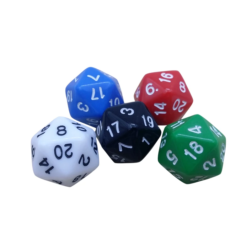 Dice 10Pcs/Lot D20 Digital Dice Twenty-surface Solid Color Polyhedron RPG Dice Game Dice Set Wholesale Boardgame Entertainment