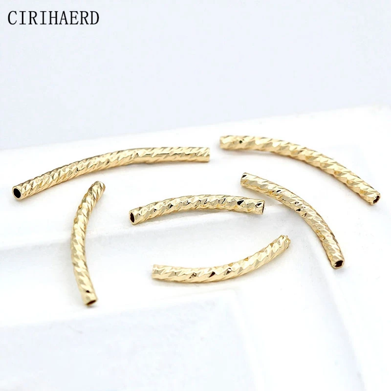 

14K Gold Plated Brass Wire Sleeve Curved Tube For Necklace Bracelet Making Supplies Components DIY Jewelry Accessories Material