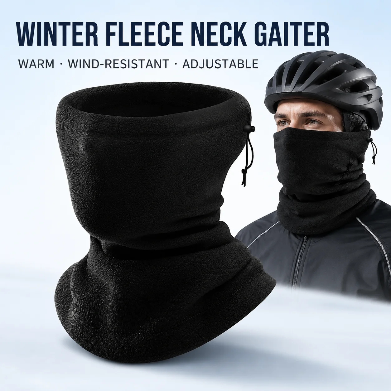 Thick Thermal Neck Gaiter Tube Scarf Adjustable Drawstring Windproof Face Mask Multifunctional Winter Outdoor Riding Neck Cover