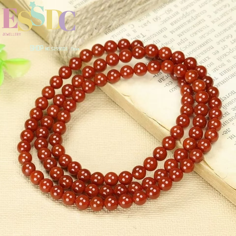 Exquisite jewelry Southern red agate bracelet 5A grade 108 full-fleshed jade crystal men's and women's Buddha bead necklace