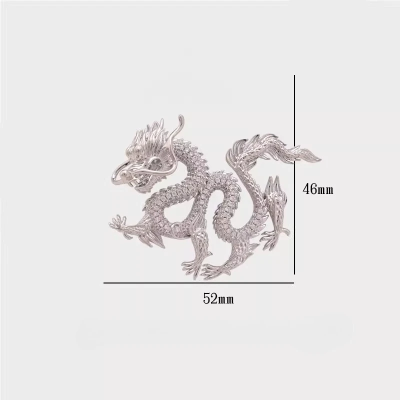 Dragon Brooch Chinese Zodiac Year High-End Auspicious Accessories Men and Women Suit Coat Pin Corsage Shining Badge Jewelry 6137