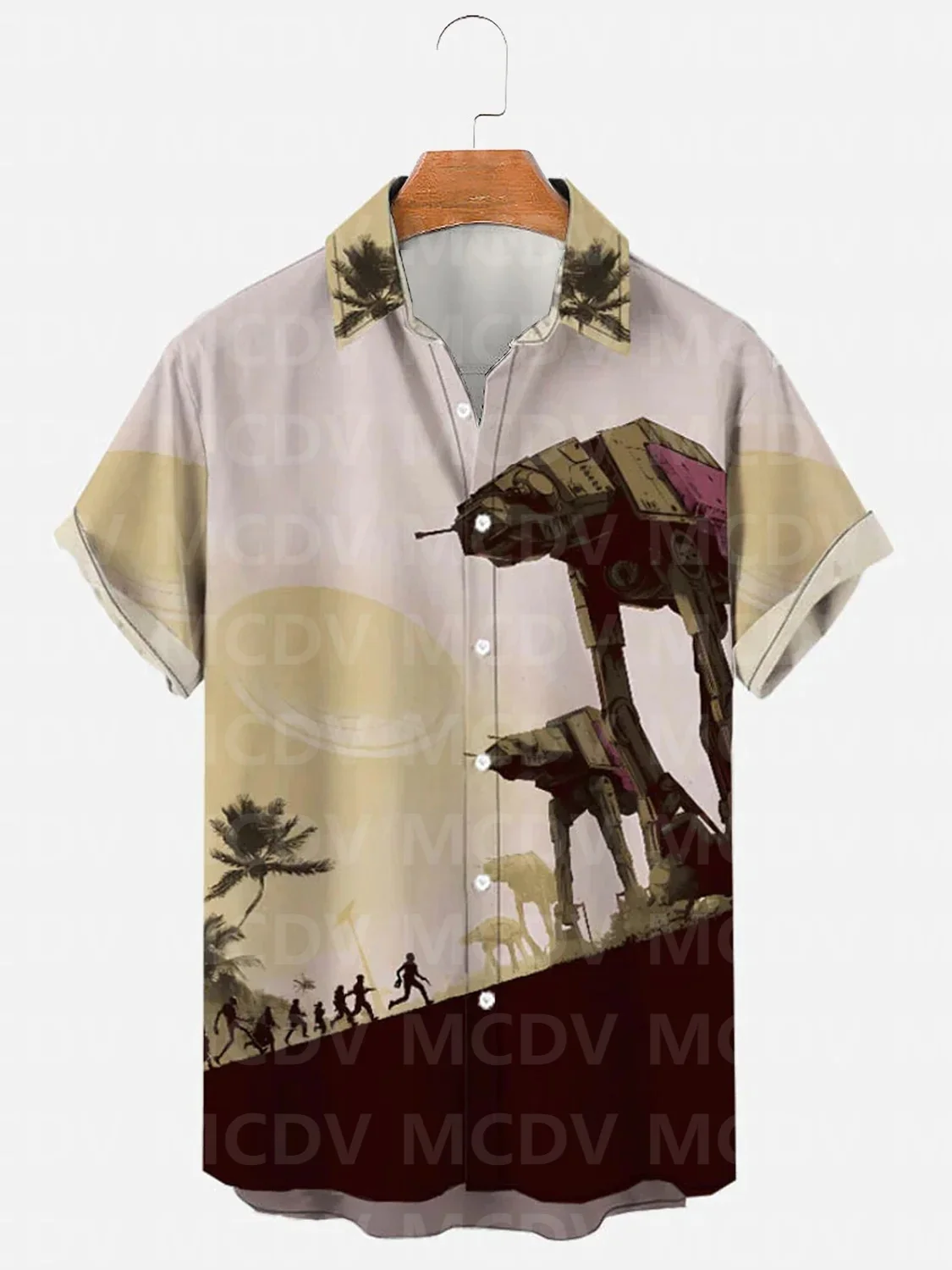 Alien Mecha-vestido Hawaiano con estampado 3D para hombre, camisa informal de estilo clásico, blusa Retro Social, ajustada, Verano