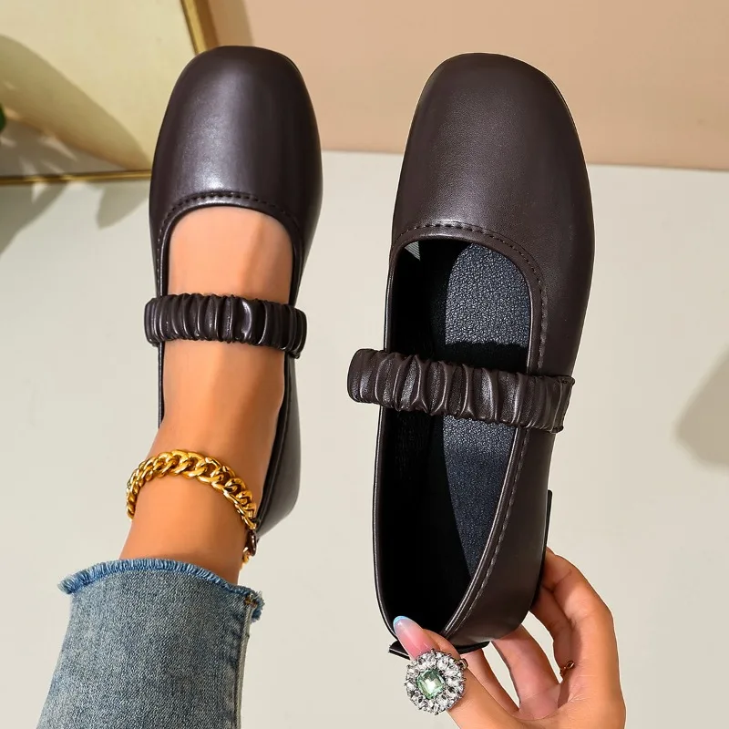 Women's Square Toe Vintage Solid Color Single Shoes New Spring and Autumn Women Lightweight Comfortable Fashion Low Top Shoes