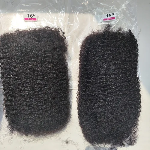Imagen 2 del producto Extensiones de cabello humano rizado Afro 4C de 10-18 pulgadas, 30g/50 gramos, extensiones de cabello humano Remy mongol, reparación Loc, giros/trenzas