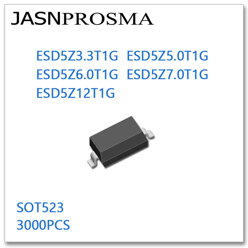 

JASNPROSMA SOD523 3000PCS ESD5Z3.3T1G ESD5Z5.0T1G ESD5Z6.0T1G ESD5Z7.0T1G ESD5Z12T1G 3.3V 5V 6V 7V 12V made in China ESD SC-79