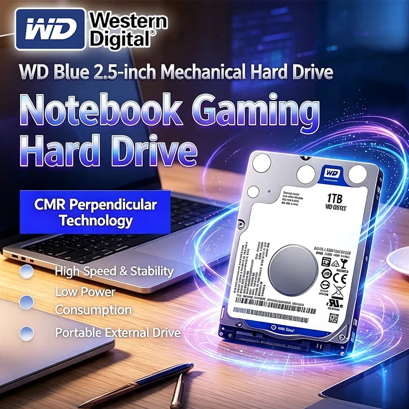 Western Digital WD Blue 1TB 500GB Hard Drive HDD Internal Disk PC Desktop 2.5-Inch 5400RPM SATA Harddisk for PC Storage