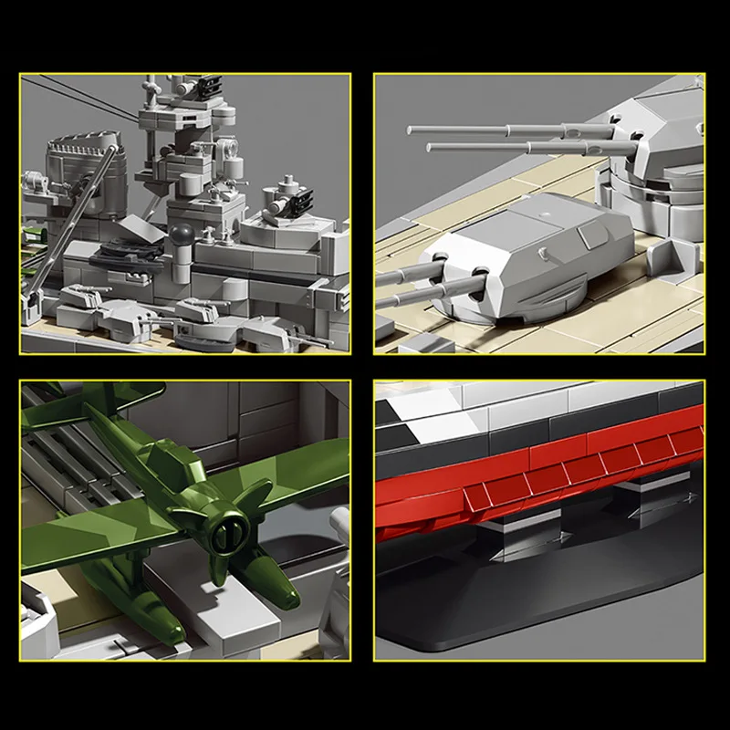 IN MAGAZZINO MOC 1:300 Militare WW2 Corazzata tedesca Bismarck Building Blocks Mattoni Modello Giocattoli FAI DA TE per I Ragazzi Regalo Di Natale Set
