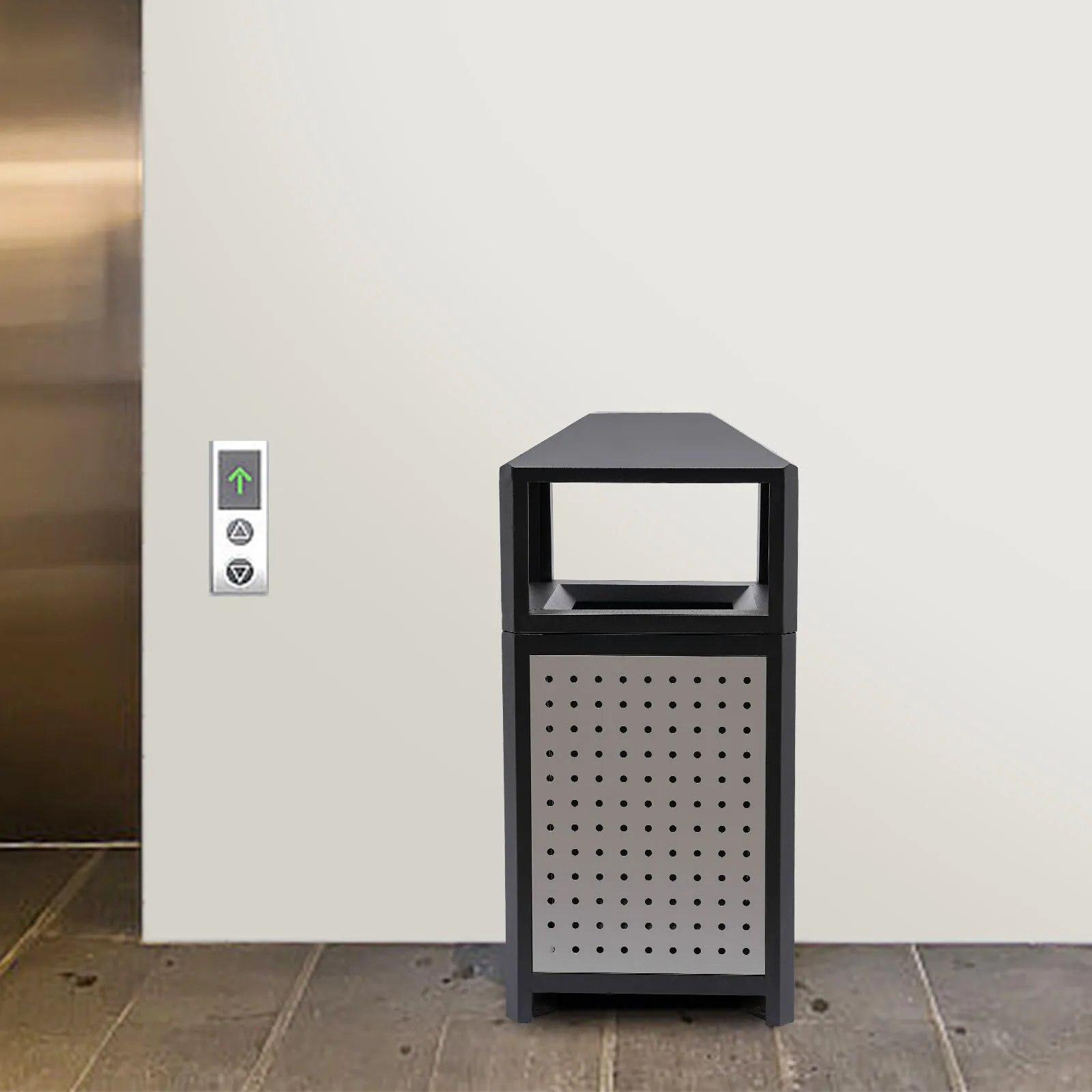 

15 Gallons Garbage Can Indoor and Outdoor Trash Can Stainless Steel Waste Container Commercial Garbage Enclosure