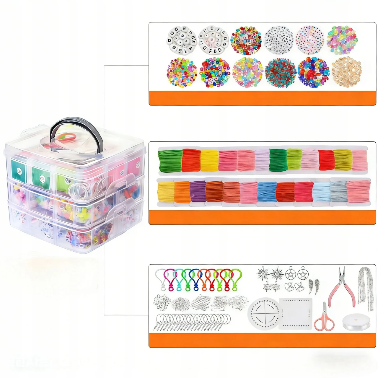 4655 pièces de perles multicolores pour la fabrication de bijoux, perles alphabet, perles en forme de cœur, fournitures pour la création de bracelets, colliers, porte-clés, cadeau artisanal